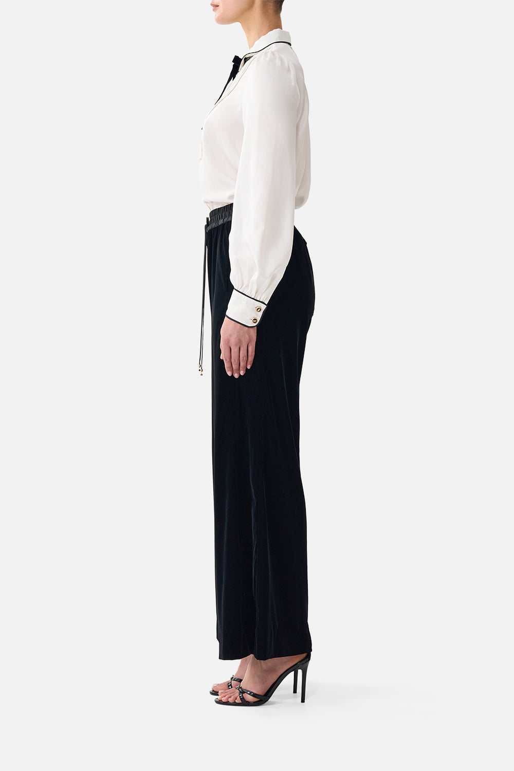 The CAMILLA COLLARED SHIRT WITH PINTUCKS LEOPARD LIBERTINE