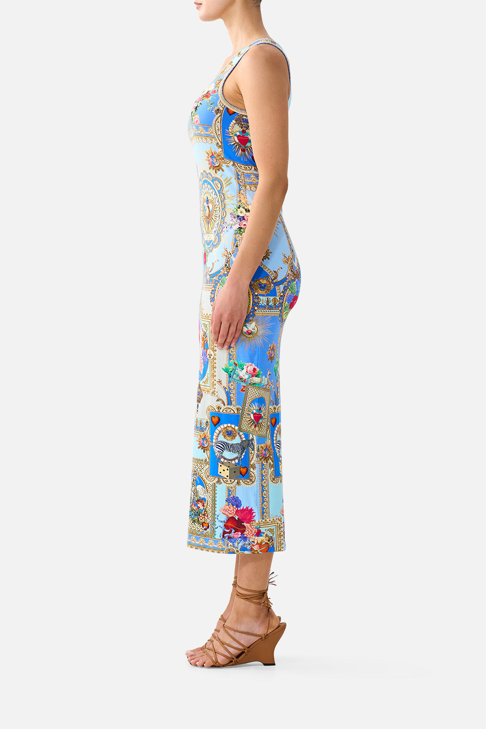 The CAMILLA JERSEY SCOOP NECK TANK DRESS VERSES IN VINTAGE