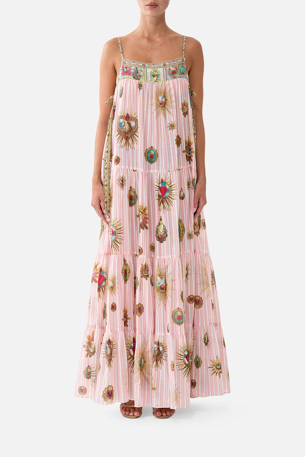 LONG TIERED DRESS WITH BOW TIES PAINTED PRAYERS