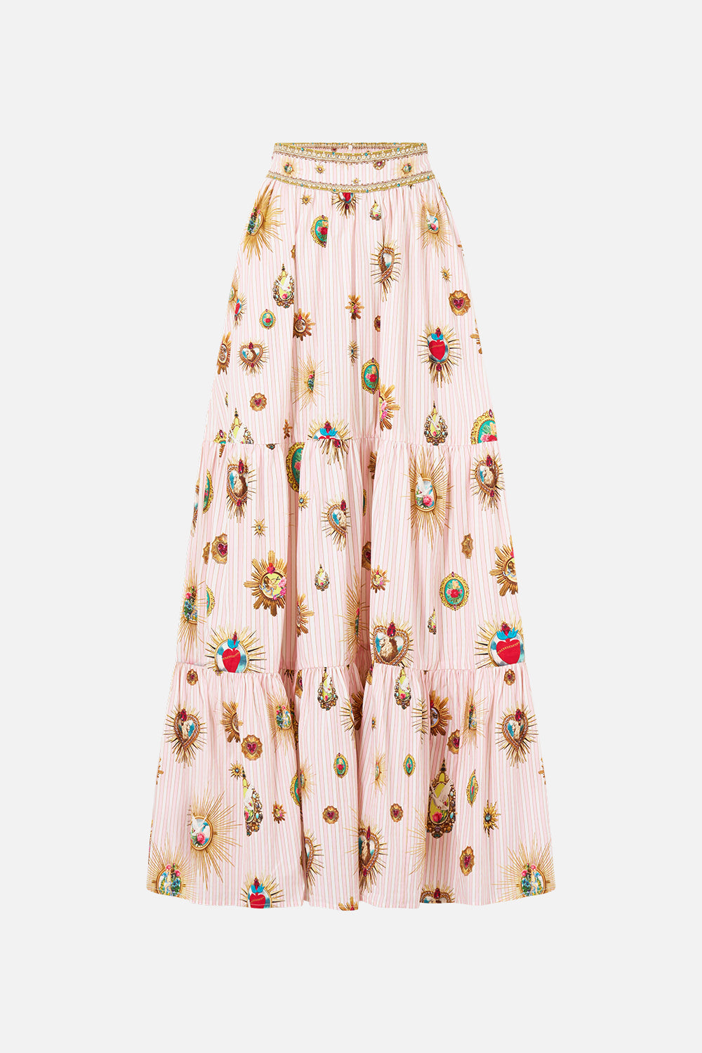 HIGH WAISTED TIERED SKIRT PAINTED PRAYERS