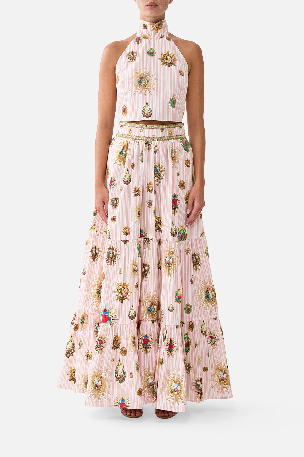 The CAMILLA HIGH WAISTED TIERED SKIRT PAINTED PRAYERSPAINTED PRAYERS