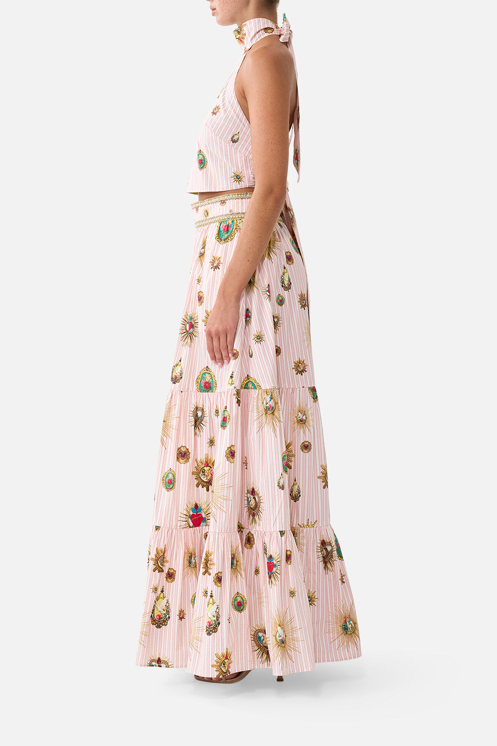 The CAMILLA HIGH WAISTED TIERED SKIRT PAINTED PRAYERS