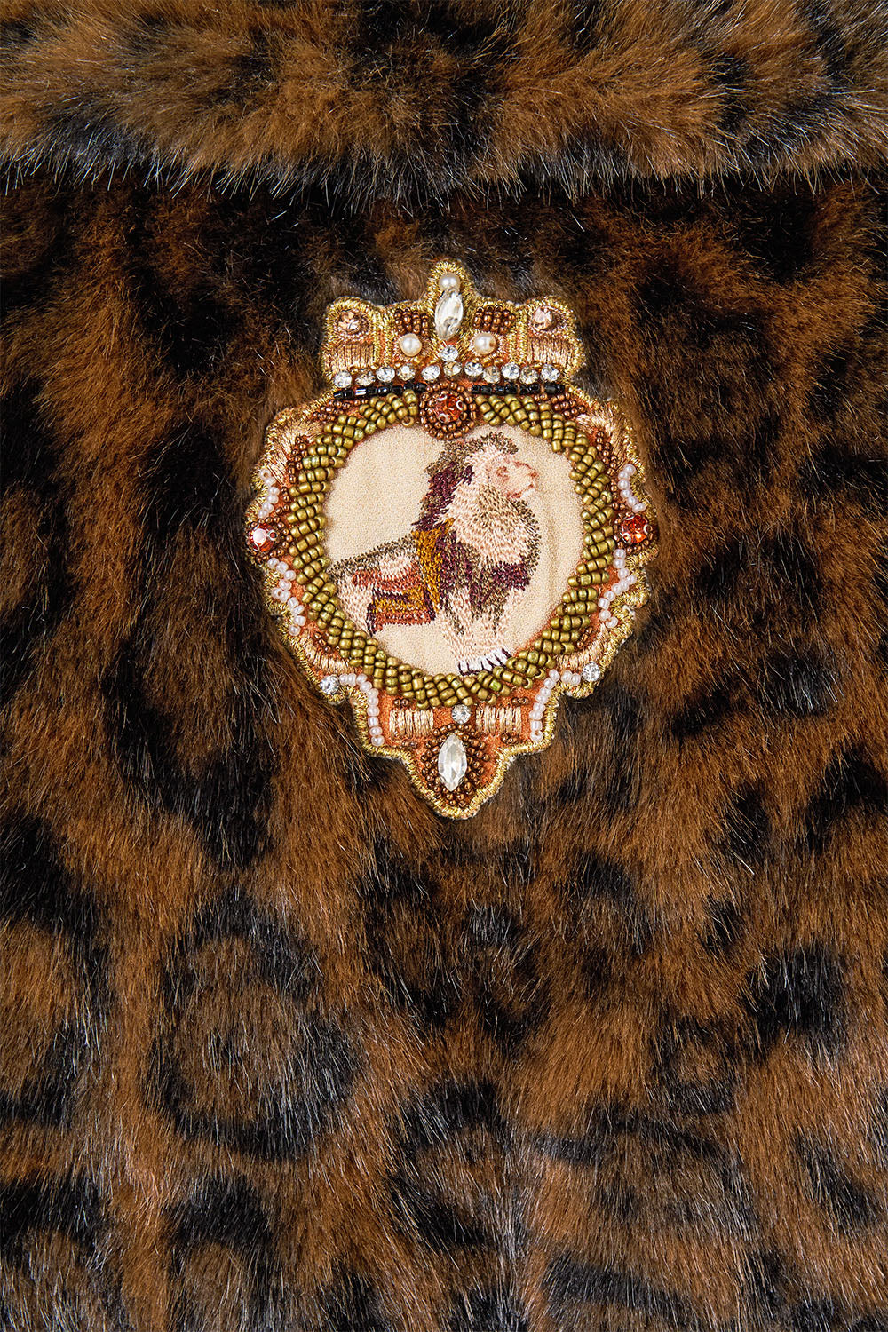 The CAMILLA FAUX FUR LONG WRAP COAT LEOPARD LIBERTINE