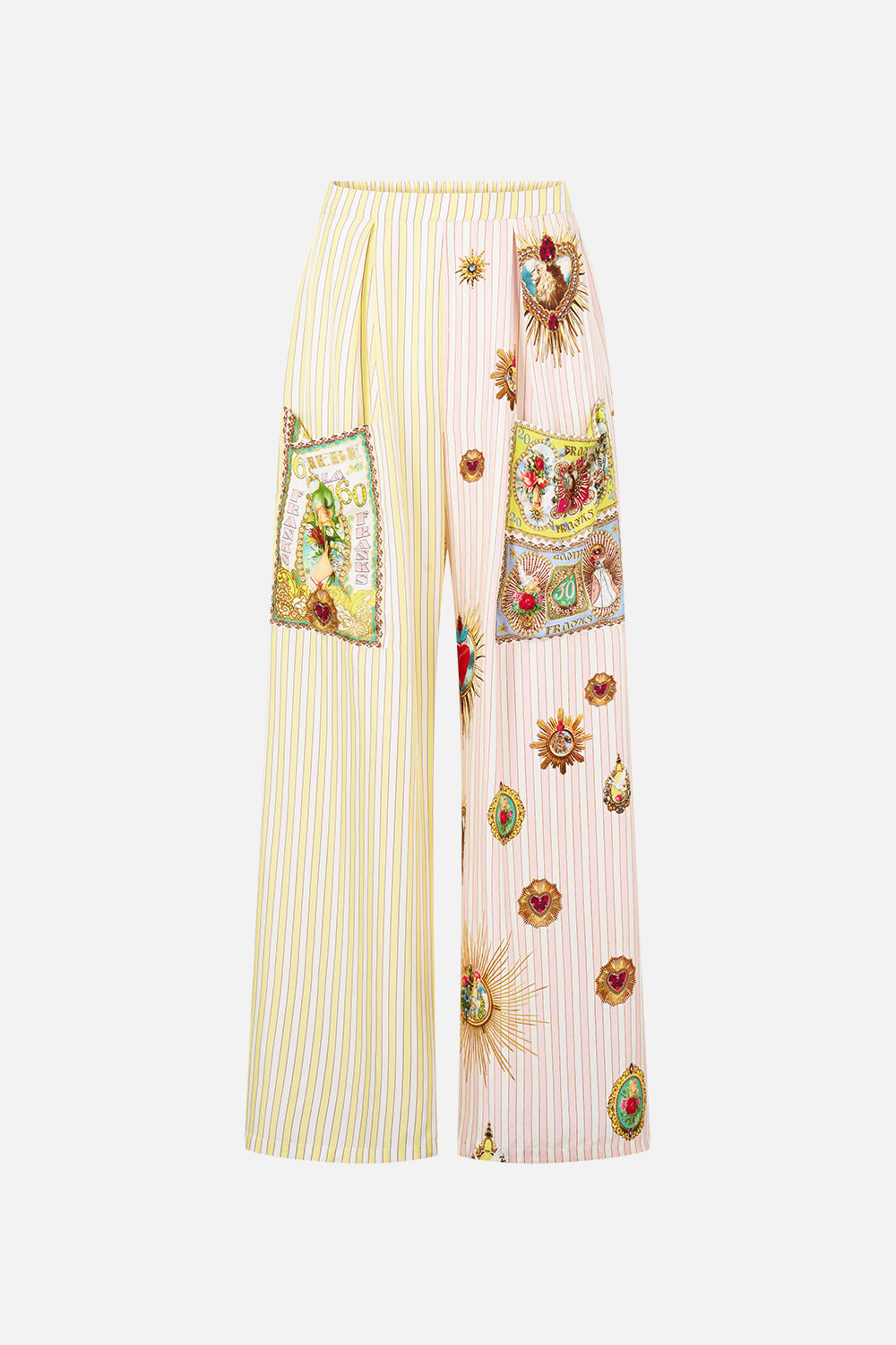 WIDE LEG TROUSER WITH FRONT POCKETS PAINTED PRAYERS