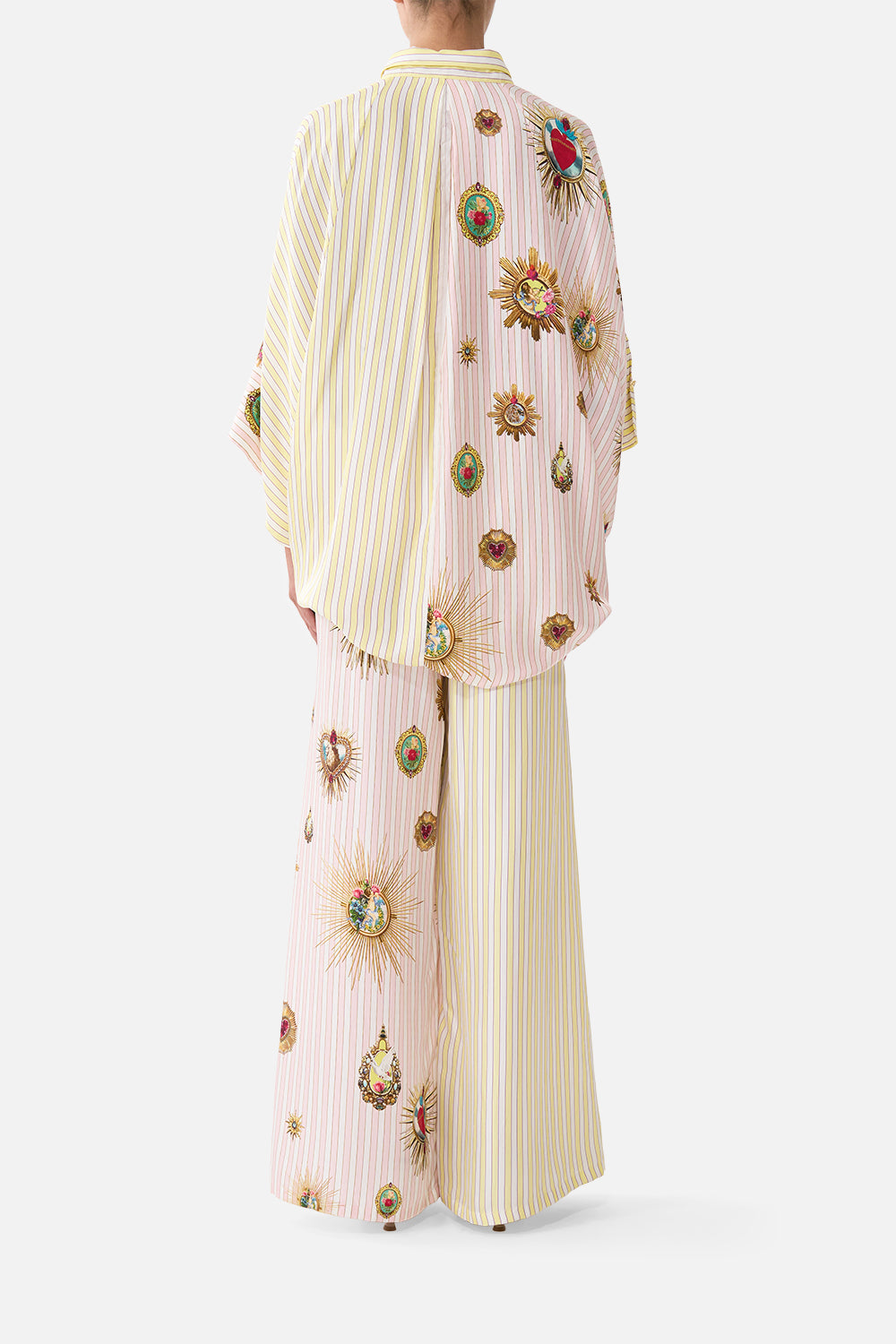 The CAMILLA WIDE LEG TROUSER WITH FRONT POCKETS PAINTED PRAYERS