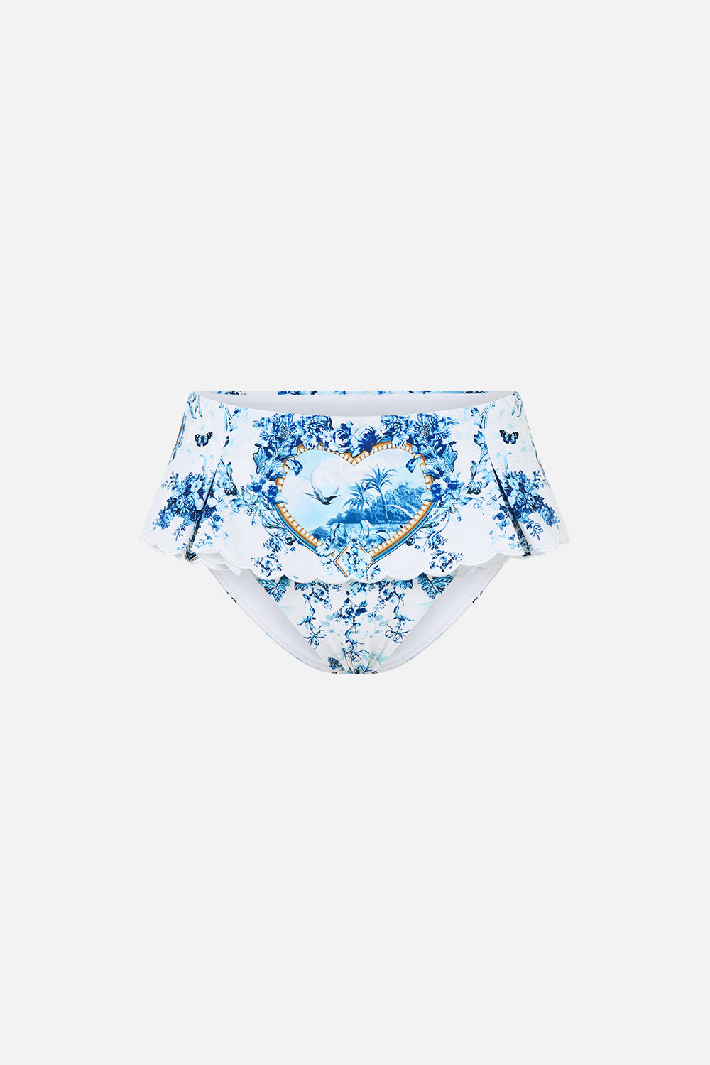 HIGH WAISTED BIKINI BOTTOM W SKIRT THE PORCELAIN PARLOUR
