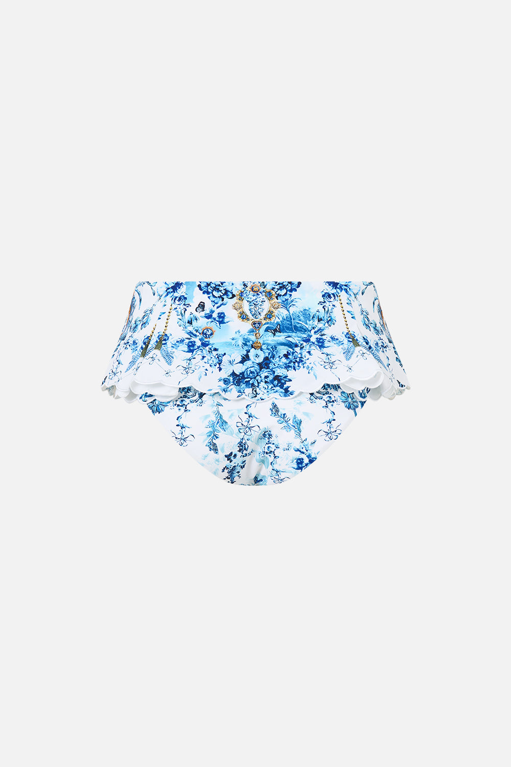 HIGH WAISTED BIKINI BOTTOM W SKIRT THE PORCELAIN PARLOUR