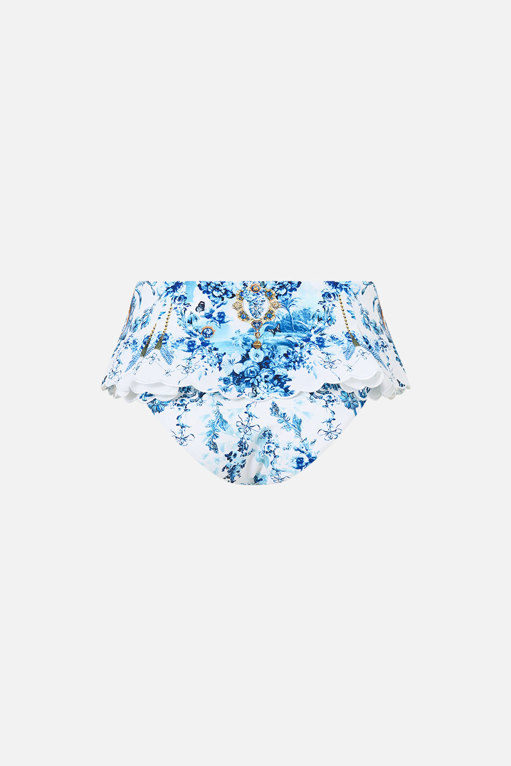 The CAMILLA HIGH WAISTED BIKINI BOTTOM WITH SKIRT THE PORCELAIN PARLOUR