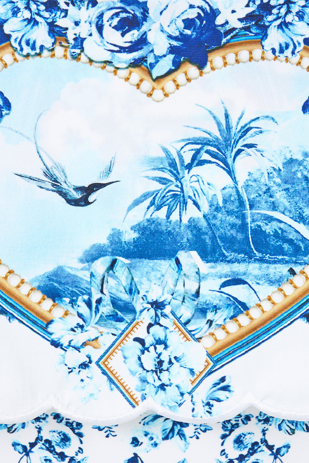 The CAMILLA HIGH WAISTED BIKINI BOTTOM WITH SKIRT THE PORCELAIN PARLOUR