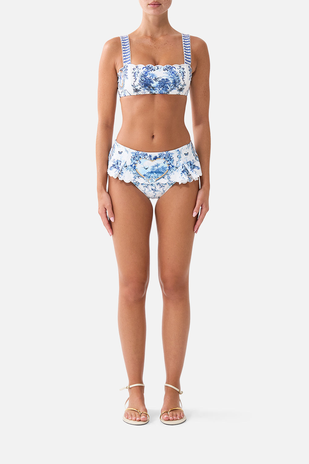 The CAMILLA HIGH WAISTED BIKINI BOTTOM WITH SKIRT THE PORCELAIN PARLOURTHE PORCELAIN PARLOUR