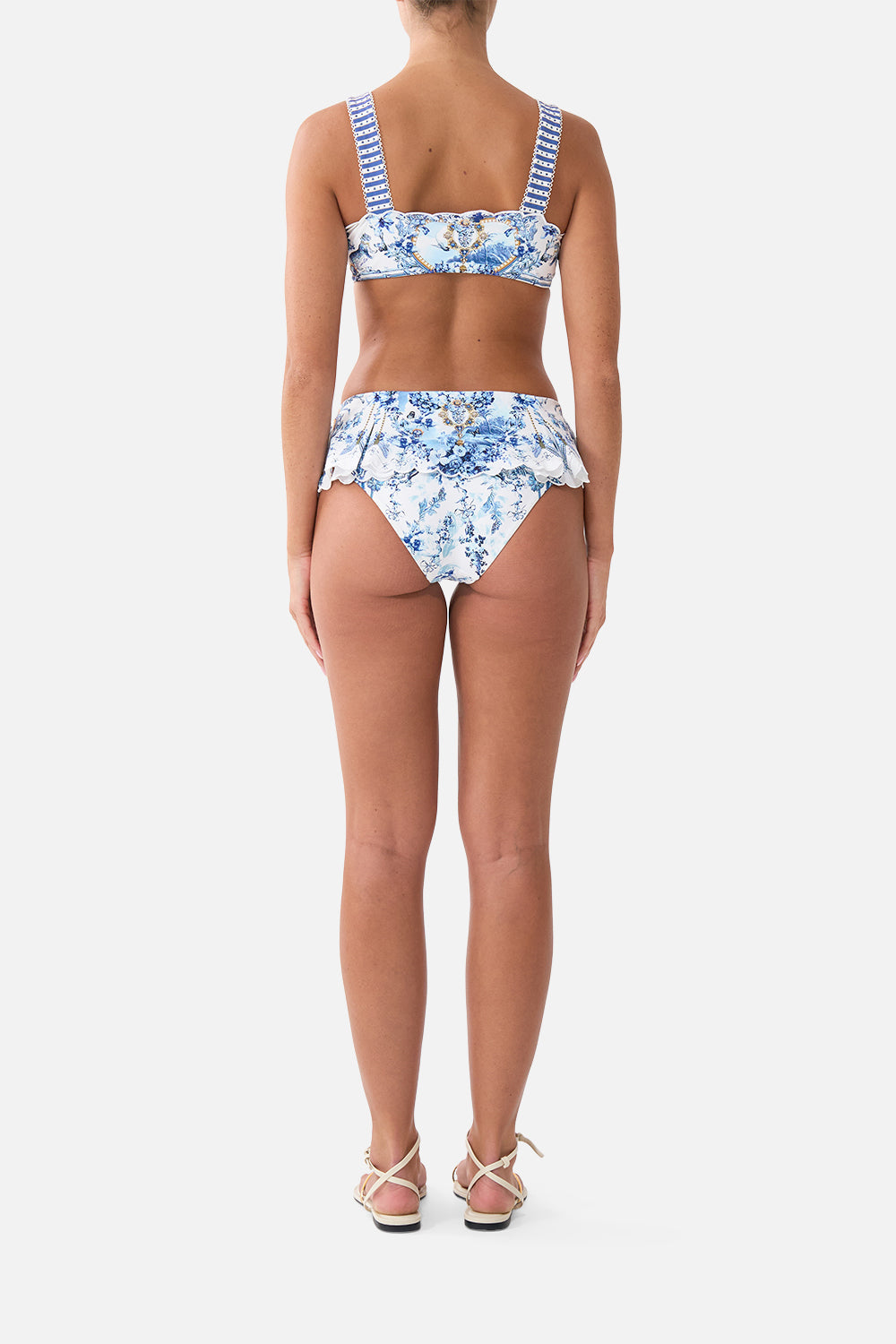 The CAMILLA HIGH WAISTED BIKINI BOTTOM WITH SKIRT THE PORCELAIN PARLOUR