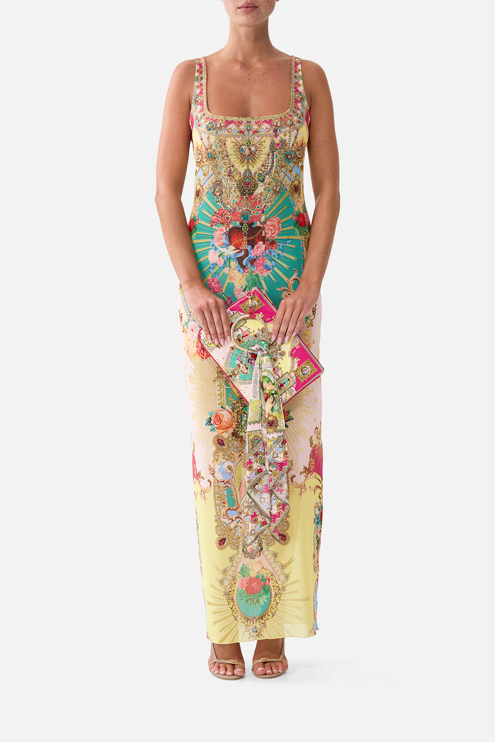 The CAMILLA RING SCARF CLUTCH PAINTED PRAYERS