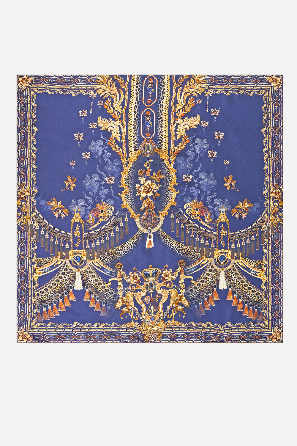 LARGE CRYSTALLED SILK SQUARE SCARF CLOAKED IN BAROQUE