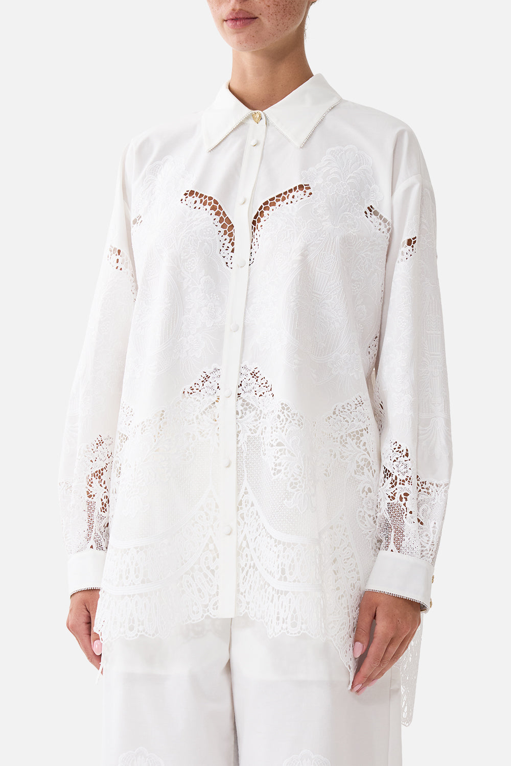 The CAMILLA SIDE SPLIT SHIRT DANDELION SKIES