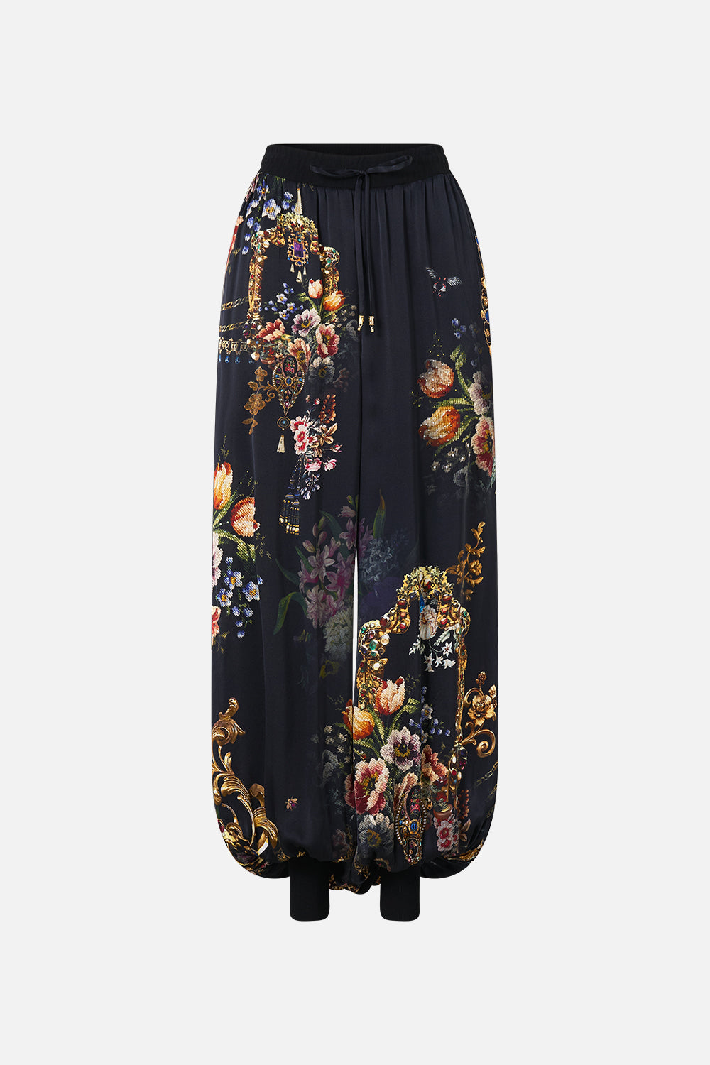 The CAMILLA RELAXED TRACK PANT WITH RIBBED HEM NIGHT GARDEN