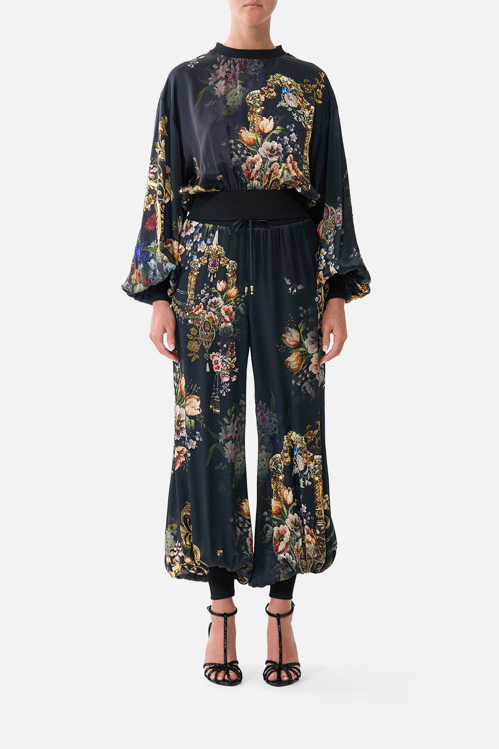 The CAMILLA RELAXED TRACK PANT WITH RIBBED HEM NIGHT GARDENNIGHT GARDEN