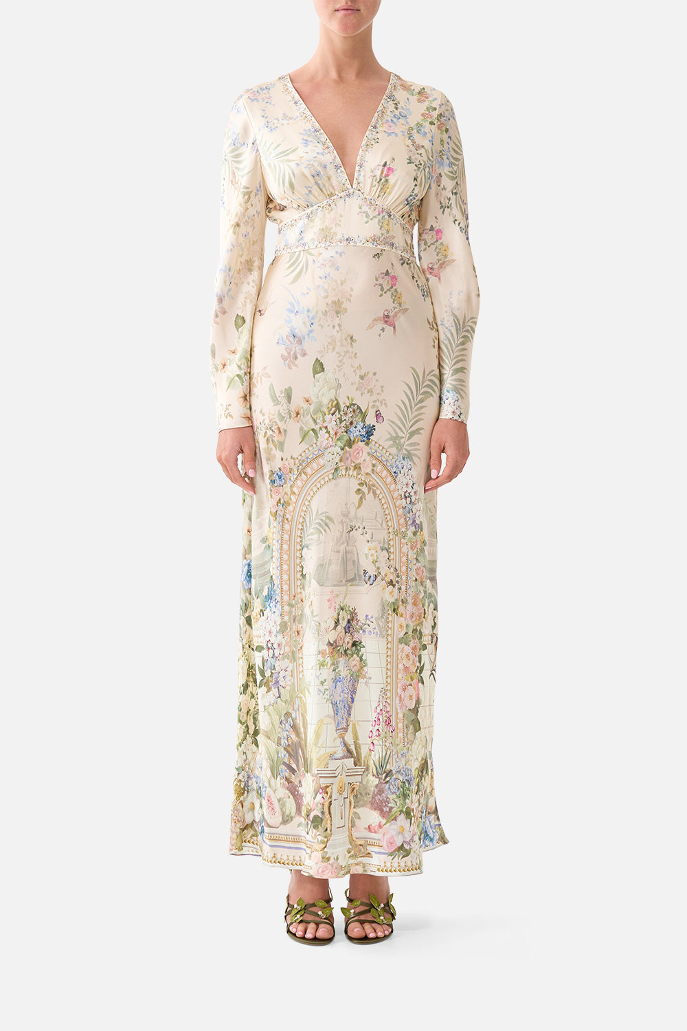 The CAMILLA V NECK DRESS WITH FLARED SLEEVE MIDSUMMER MASTERPIECEMIDSUMMER MASTERPIECE