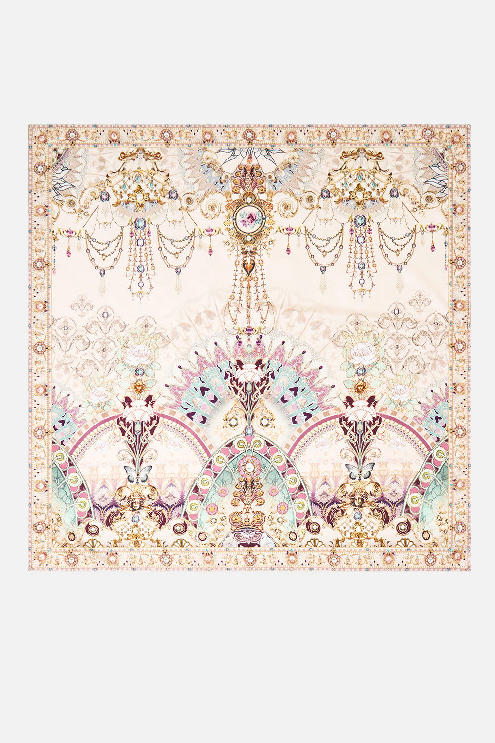 LARGE CRYSTALLED SILK SQUARE SCARF A MEETING OF MASTERPIECES