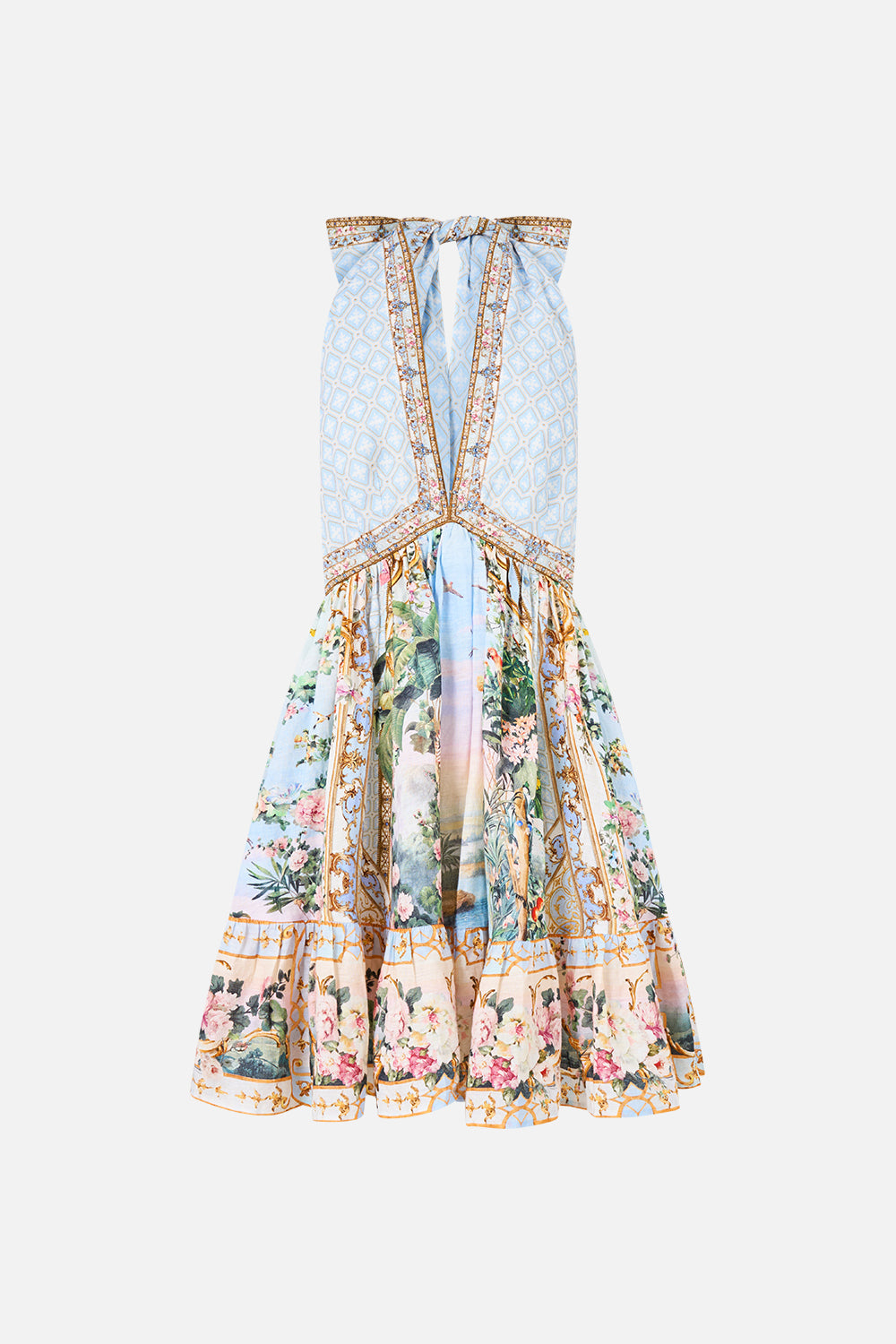 The CAMILLA RUFFLE HEM HALTER SHORT DRESS SISI SOCIETY