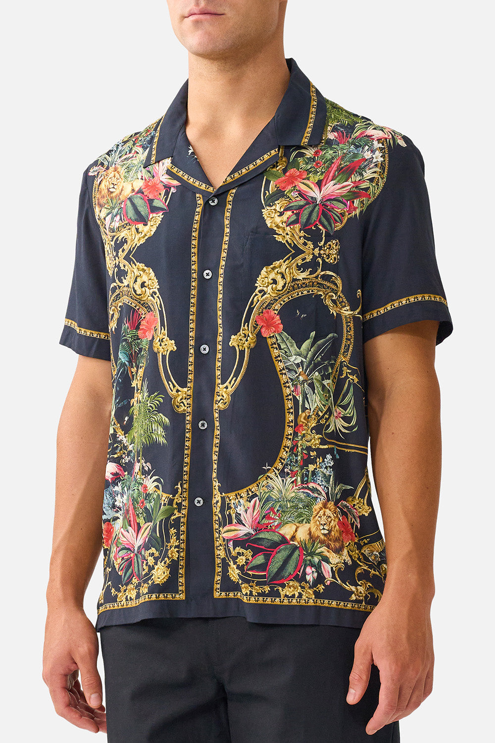 The CAMILLA SHORT SLEEVE CAMP COLLARED SHIRT PALACE ZOOLOGY