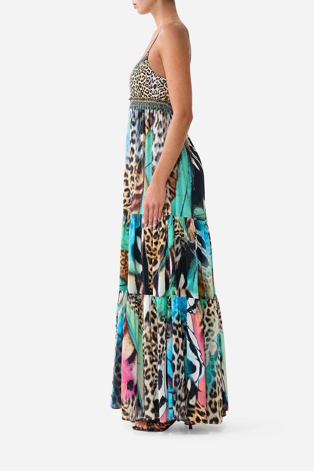 The CAMILLA LONG DRESS WITH JERSEY BODICE BUTTERFLY BOHEMIA