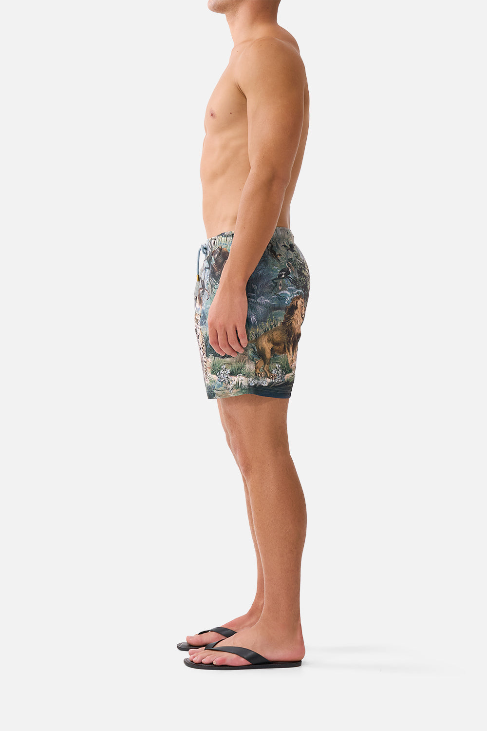 The CAMILLA Mid Length Boardshort with Elastic Waist Animals in the Palace in our Animals in the Palace print.