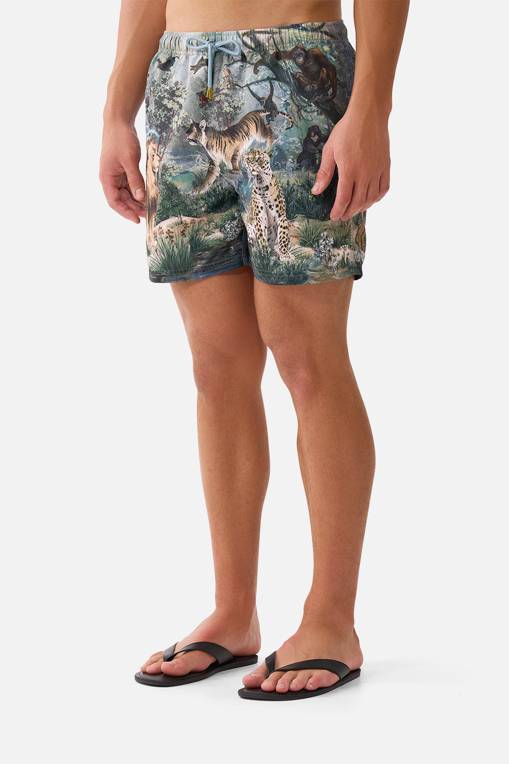 The CAMILLA Mid Length Boardshort with Elastic Waist Animals in the Palace in our Animals in the Palace print.