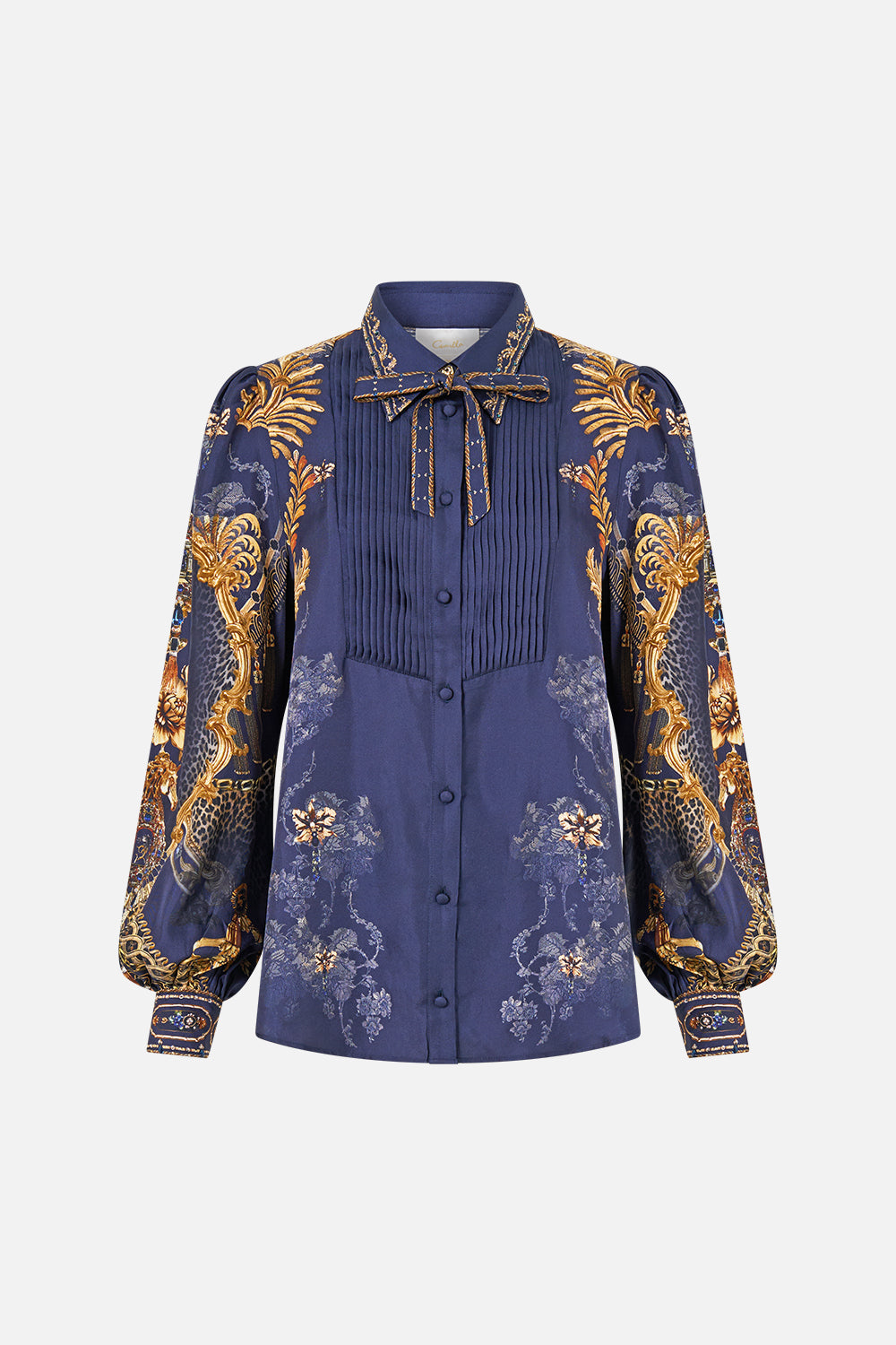 COLLARED SHIRT WITH PINTUCKS CLOAKED IN BAROQUE