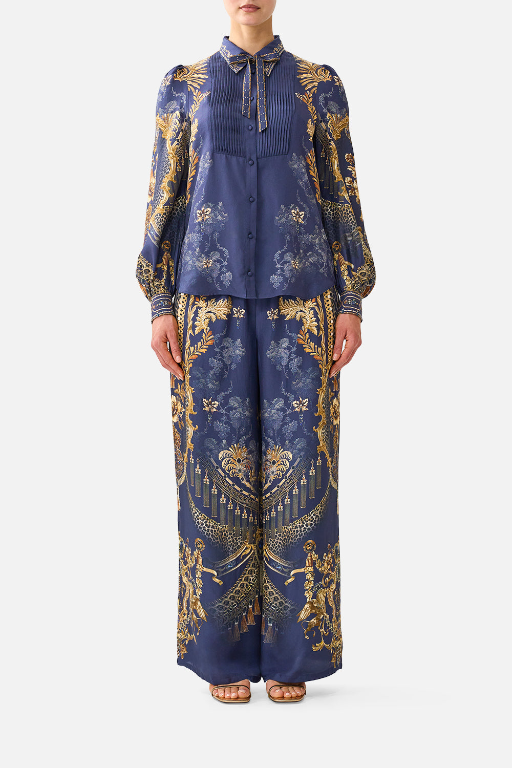 COLLARED SHIRT WITH PINTUCKS CLOAKED IN BAROQUE