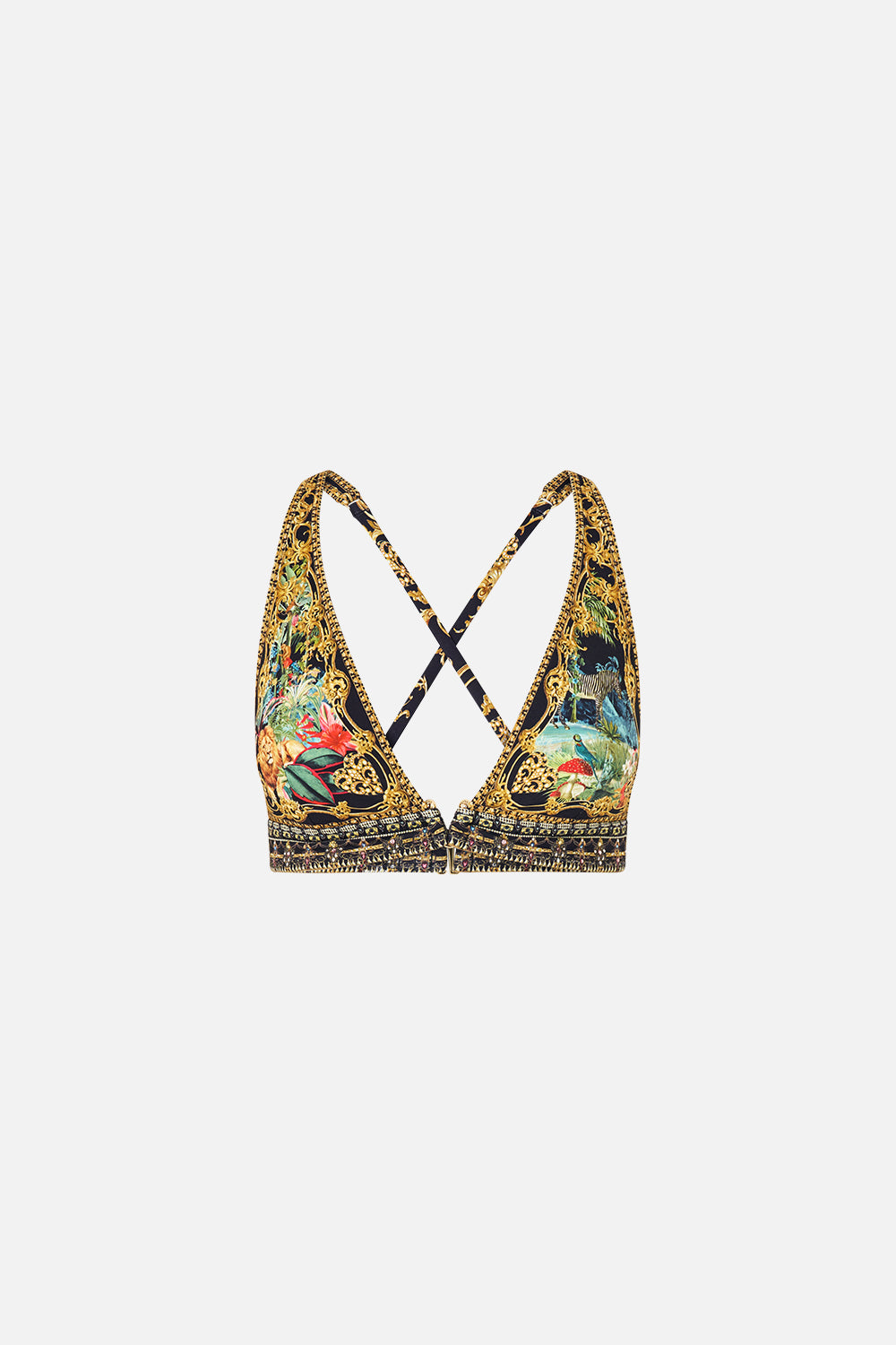 The CAMILLA HIGH TRI BIKINI TOP W FRONT TRIM PALACE ZOOLOGY in our  print.