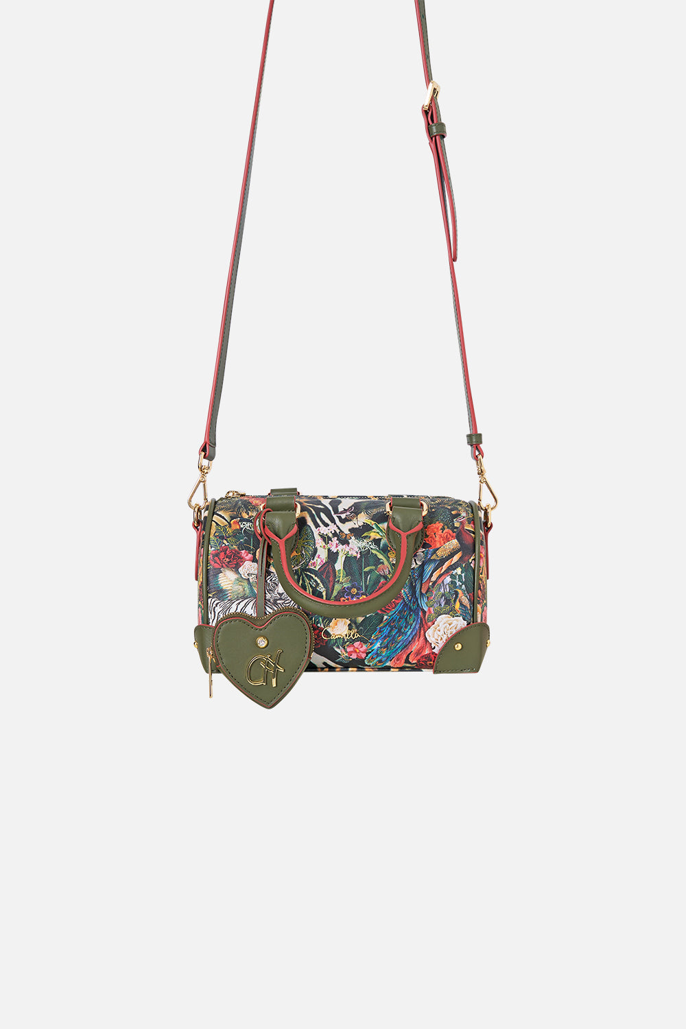 The CAMILLA BARREL BAG WITH LEATHER TRIMS LEOTIGRA LAND in our LEOTIGRA LAND print.