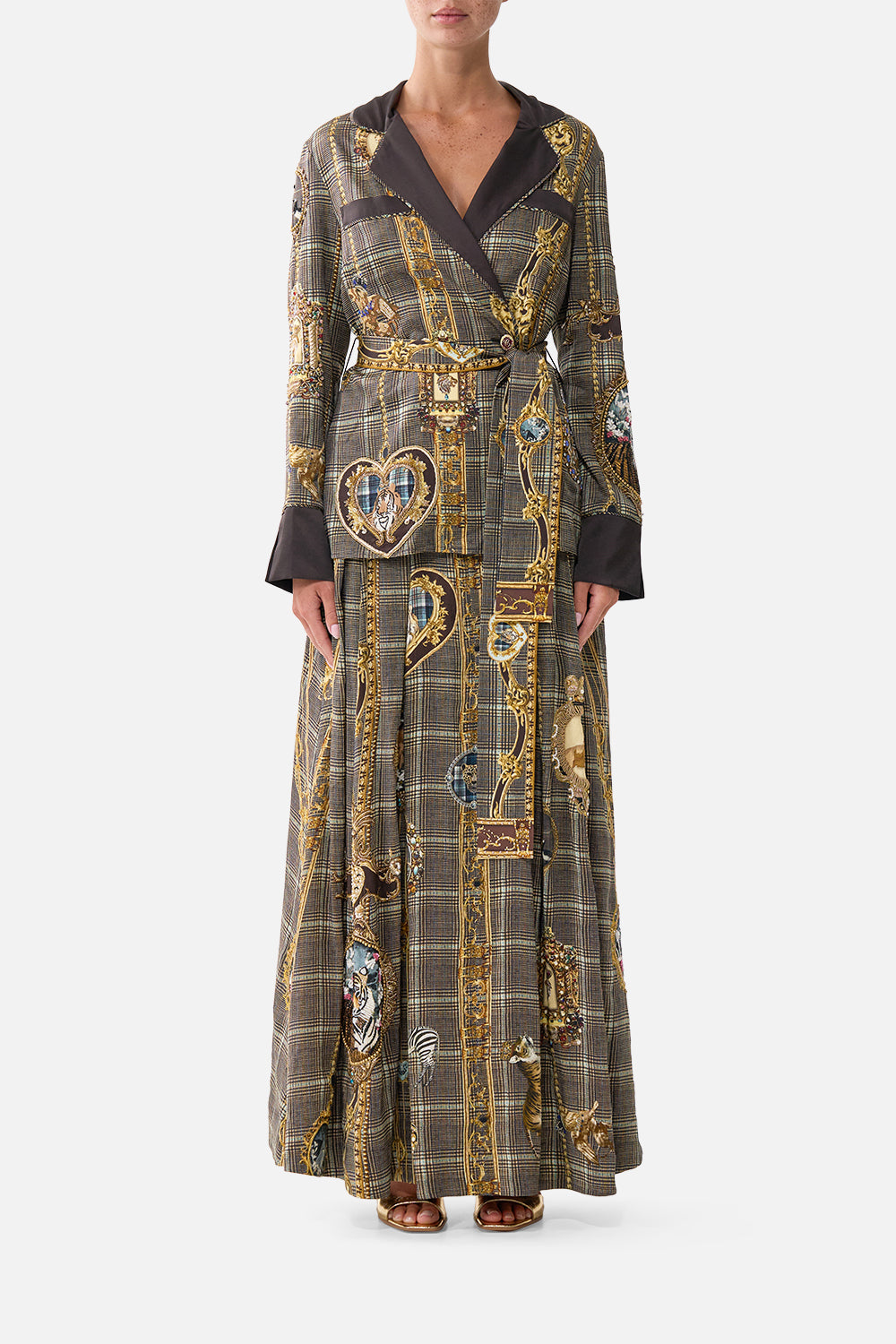 The CAMILLA Pajama Suit Jacket Animals in the Palace in our Animals in the Palace print.