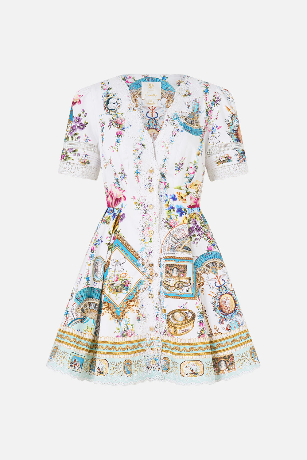 V NECK SHORT DRESS WITH SHORT SLEEVES ART FOR THE ARTISANS