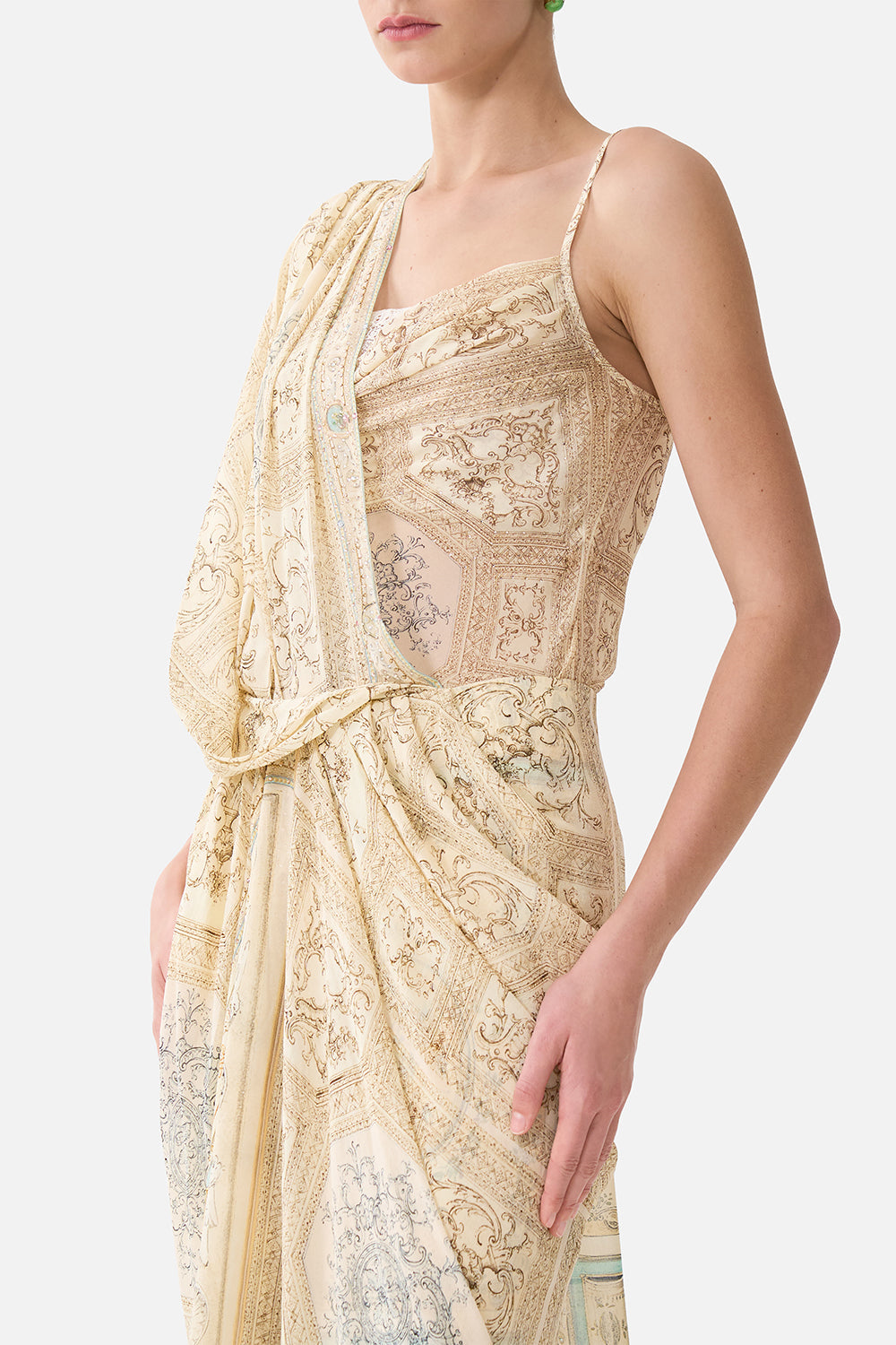 The CAMILLA COWL NECK CAMI WITH LACE A BELOVED BOUDOIR in our  print.
