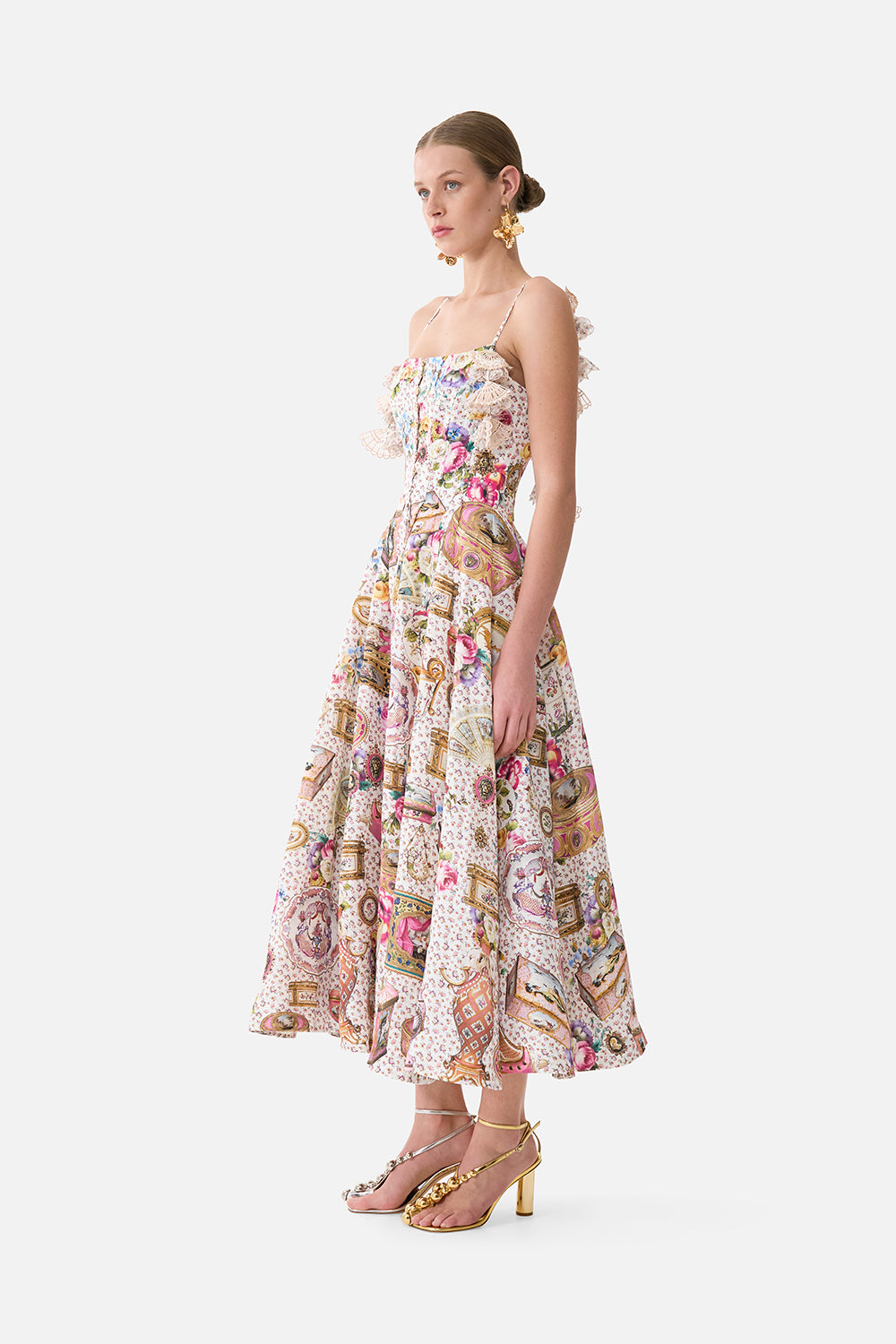 CORSET DRESS WITH LONG FLARED SKIRT IN THE HEART OF ART