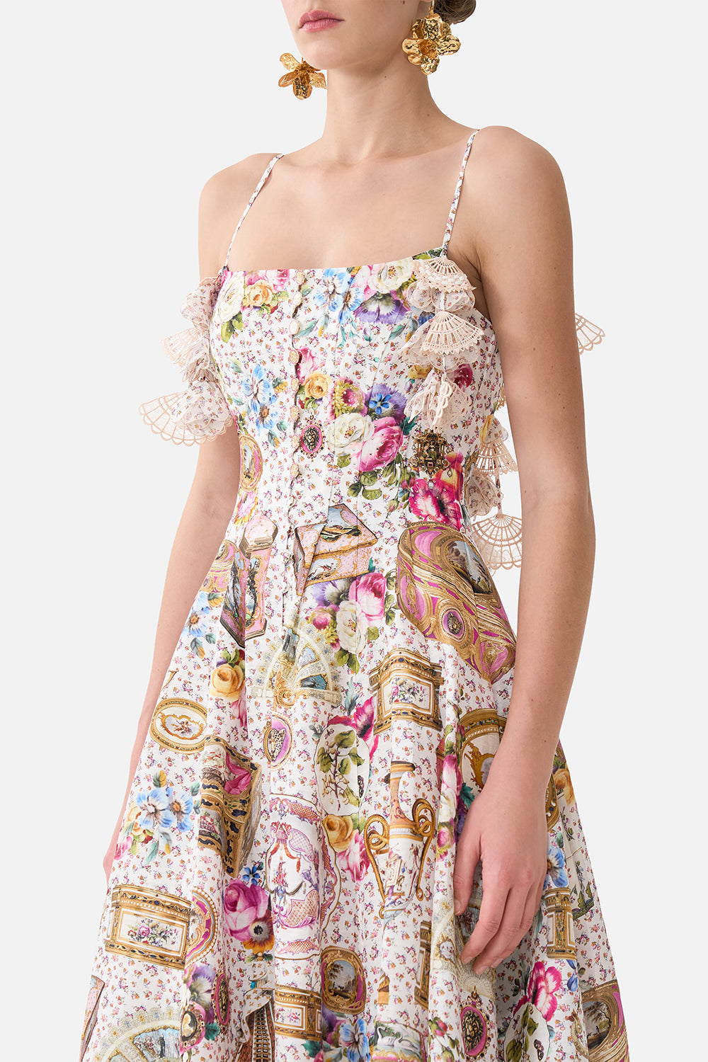 CORSET DRESS WITH LONG FLARED SKIRT IN THE HEART OF ART