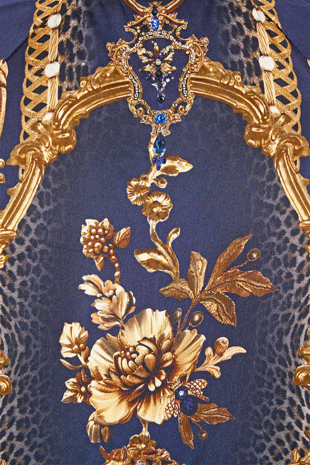BOMBER JACKET WITH SHIRRED CUFF CLOAKED IN BAROQUE