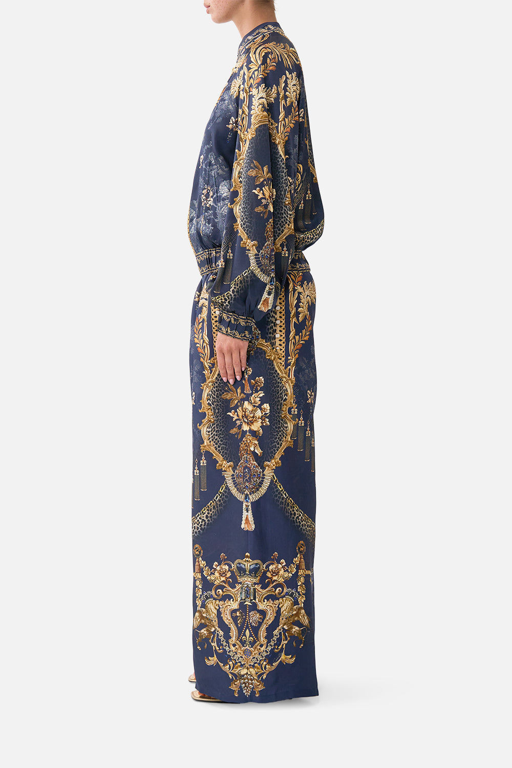 BOMBER JACKET WITH SHIRRED CUFF CLOAKED IN BAROQUE