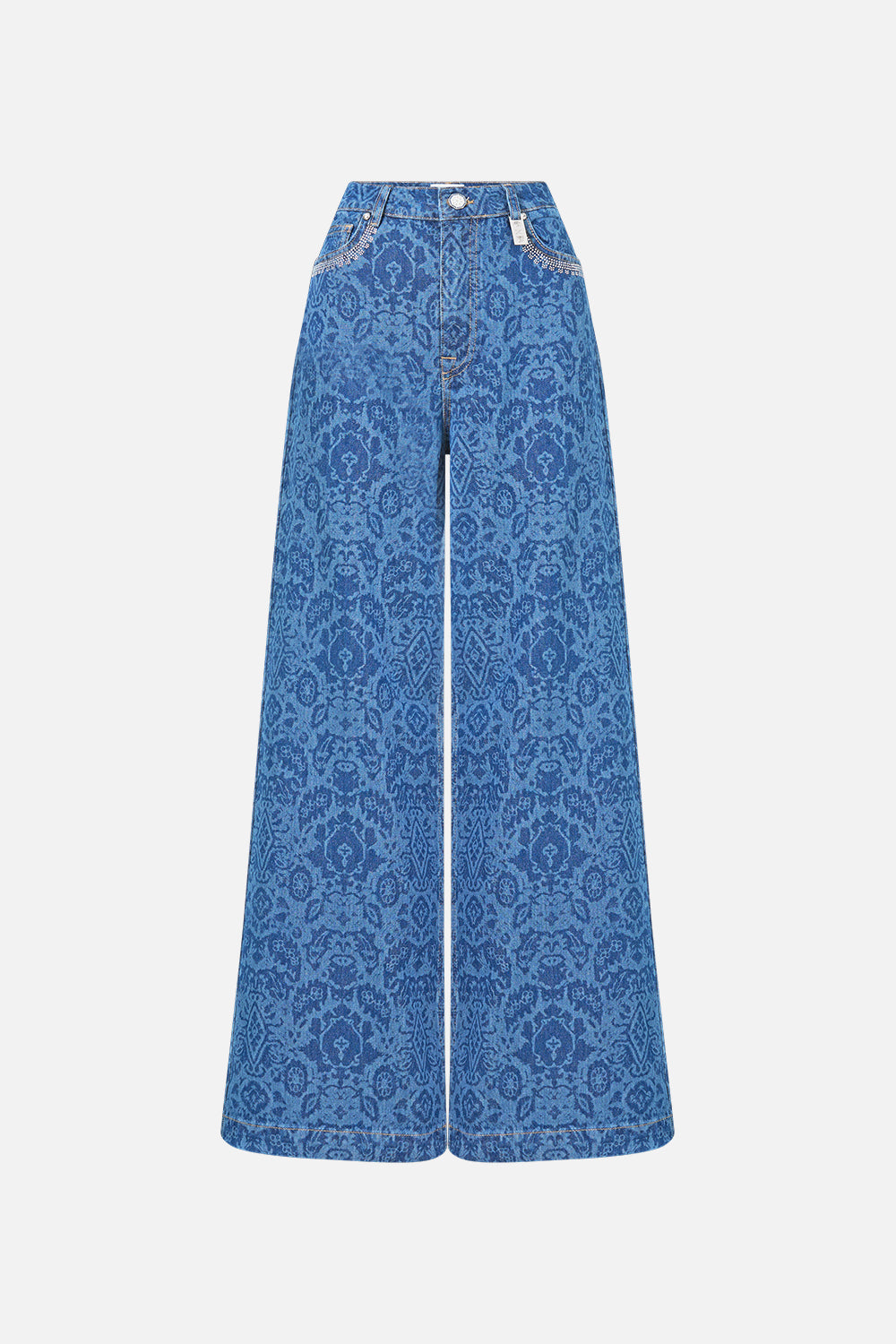 The CAMILLA wide leg jean in Denim. Front view.