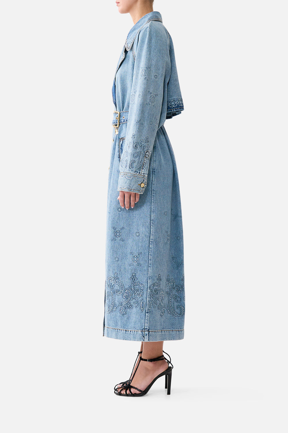 The CAMILLA TUCKED SHOULDER COAT DENIM