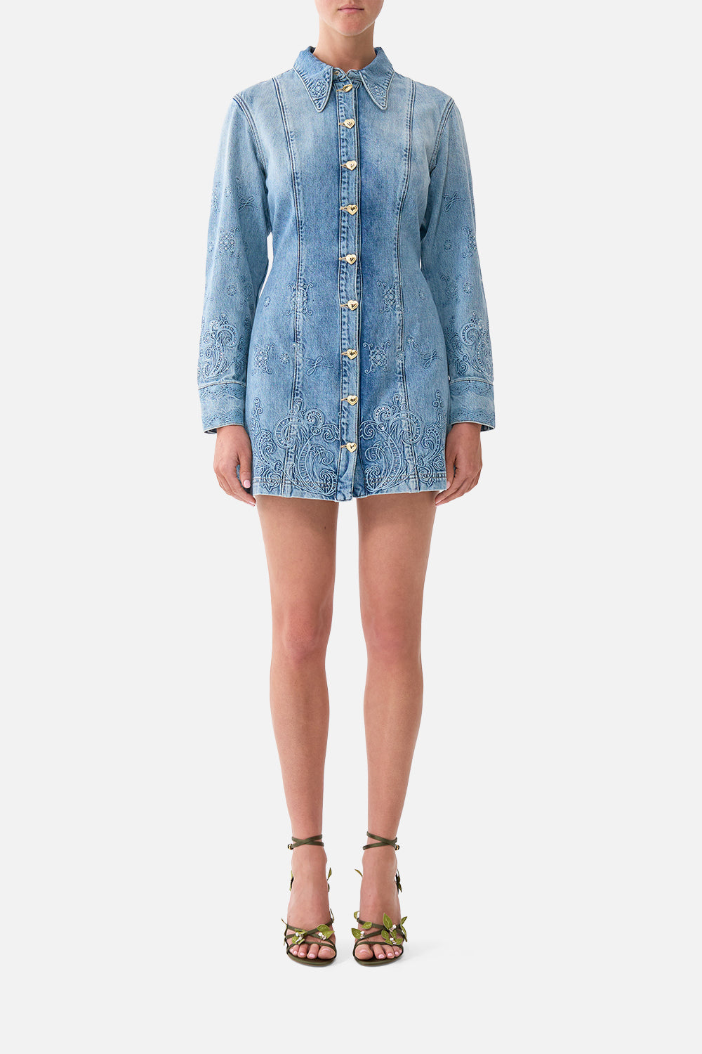 The CAMILLA SHIRT DRESS WITH A LINE SKIRT DENIMDENIM