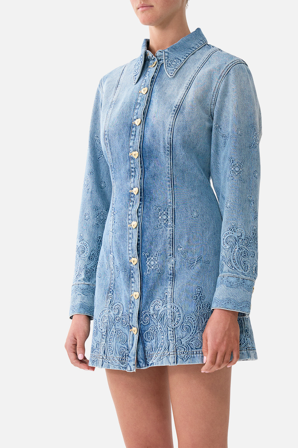 The CAMILLA SHIRT DRESS WITH A LINE SKIRT DENIM