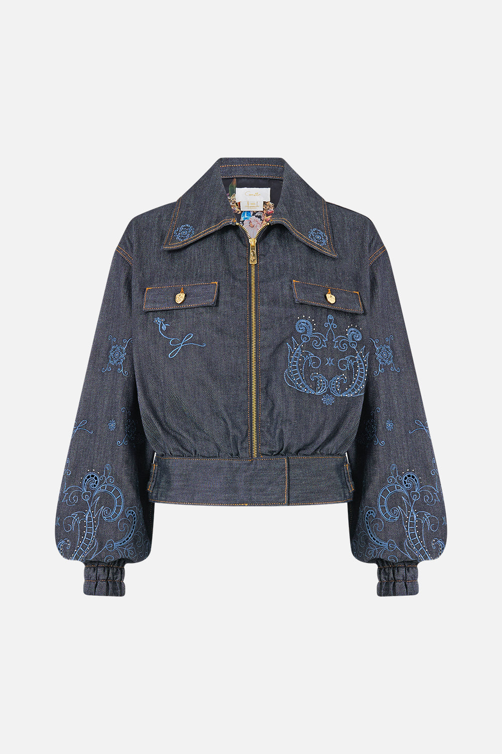 The CAMILLA BOMBER JACKET WITH POCKET DETAILS DENIM