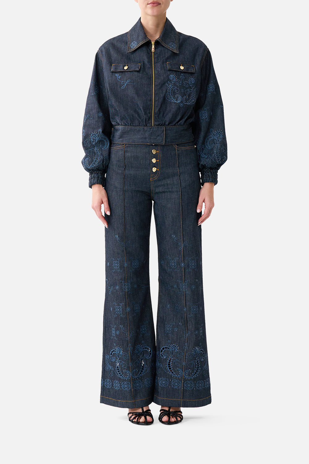 BOMBER JACKET WITH POCKET DETAILS DENIM