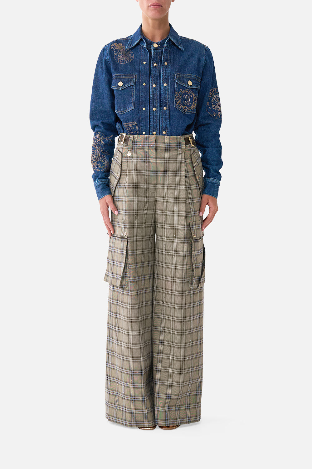 The CAMILLA Sophy Relaxed Shirt Denim in our Denim print.