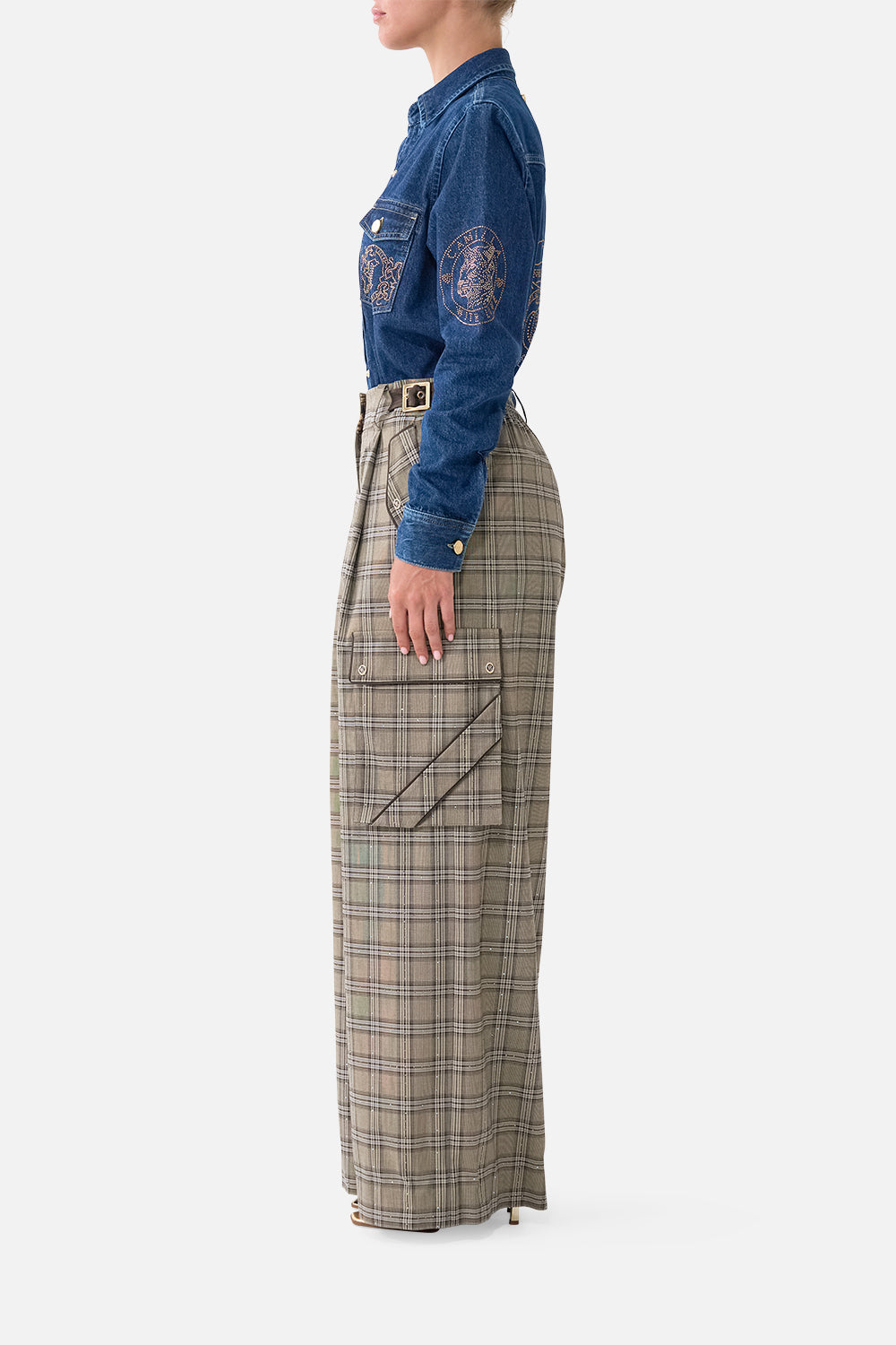 The CAMILLA Sophy Relaxed Shirt Denim in our Denim print.