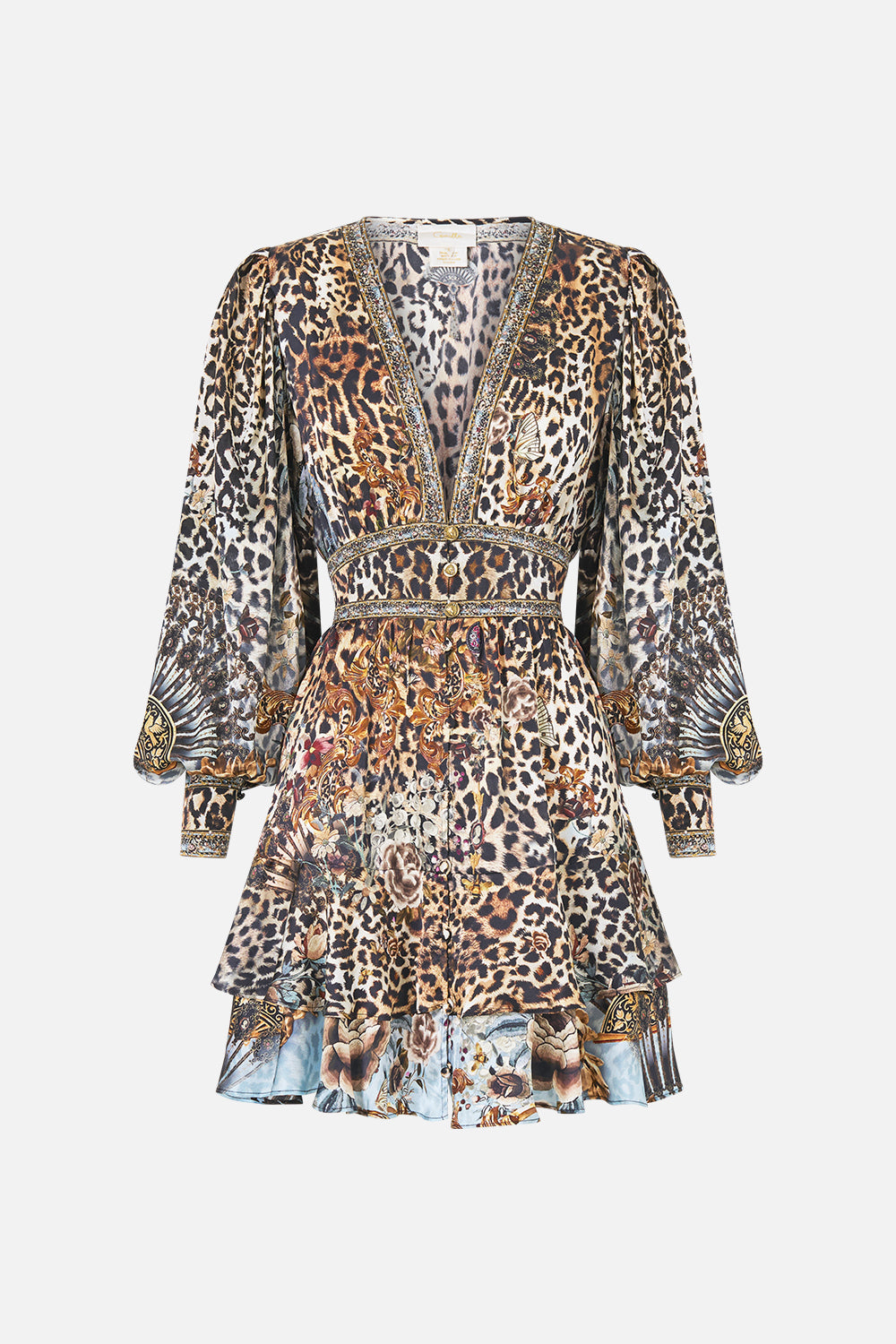 The CAMILLA BUTTON FRONT FRILL DRESS FIESTA, SIESTA, REPEAT in our  print.