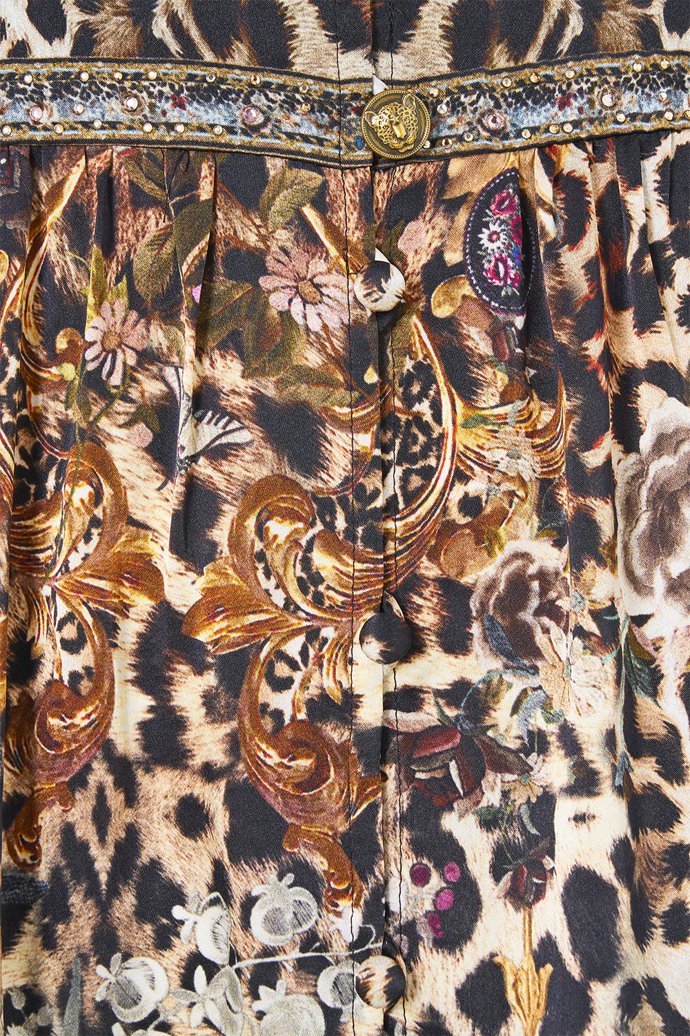The CAMILLA BUTTON FRONT FRILL DRESS FIESTA, SIESTA, REPEAT in our  print.