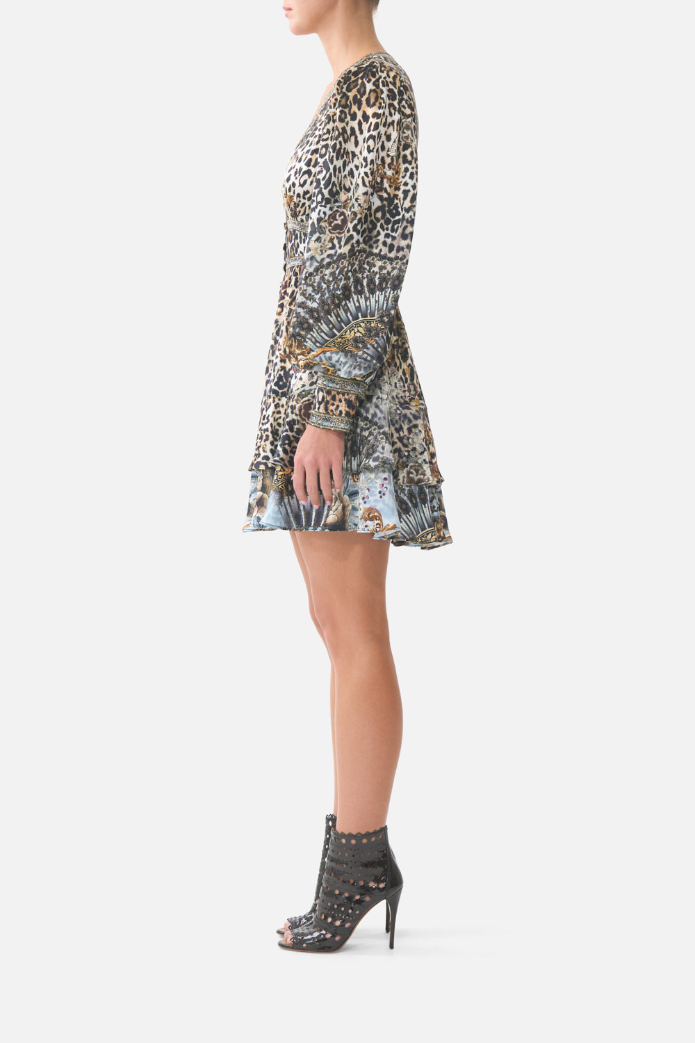 The CAMILLA BUTTON FRONT FRILL DRESS FIESTA, SIESTA, REPEAT in our  print.