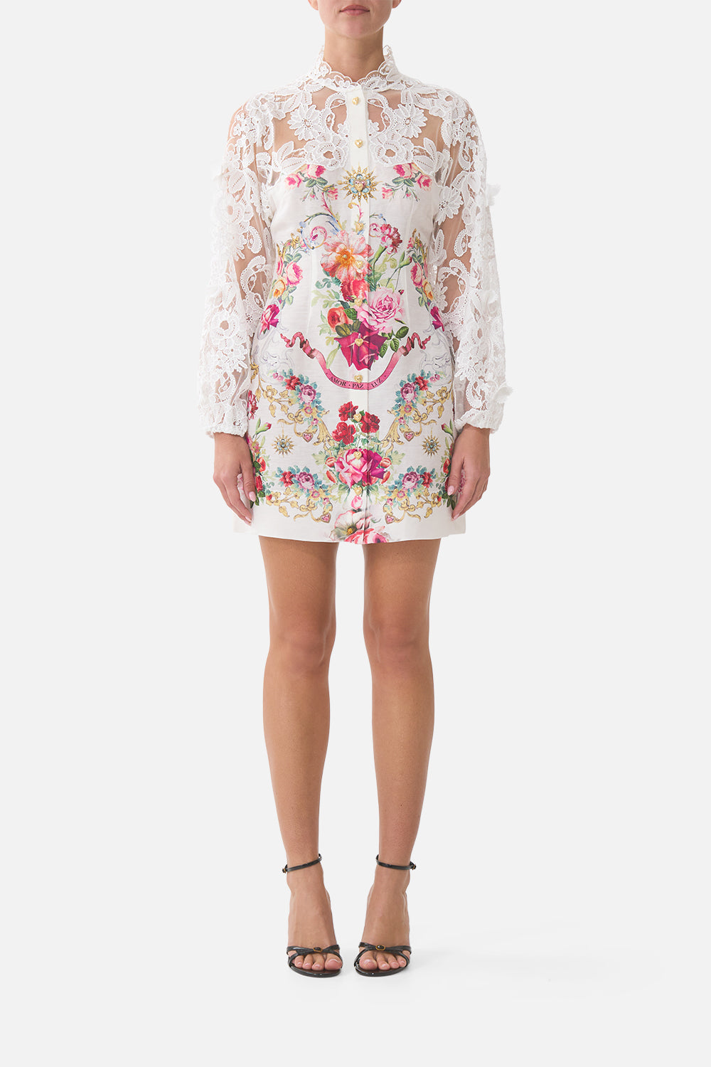 LACE SLEEVE MINI DRESS TORERO LIBERTINE